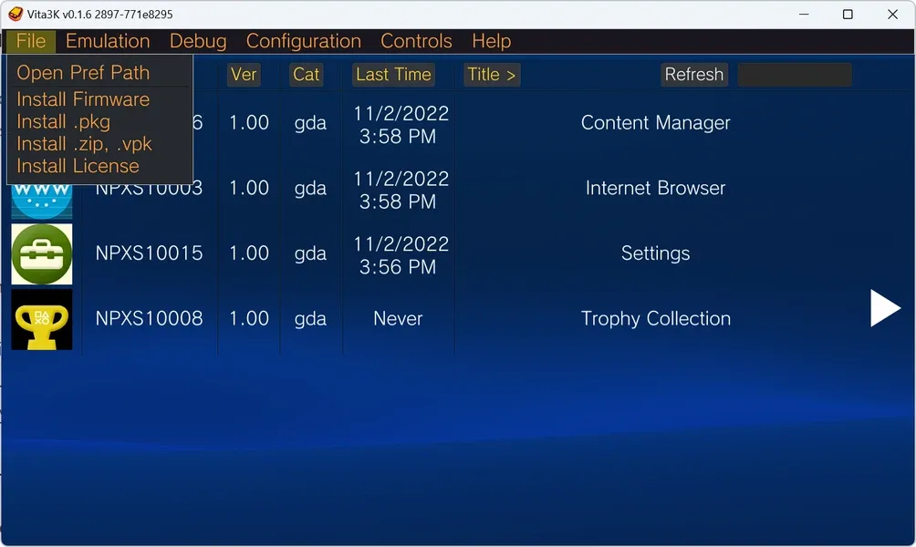Vita3K Screenshot 2